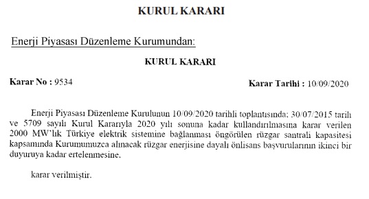 EPDK 'Rüzgar Kararı Resmi Gazetede yayınlandı!