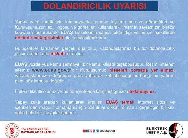 EÜAŞ - Dolandırıcılık Uyarısı!