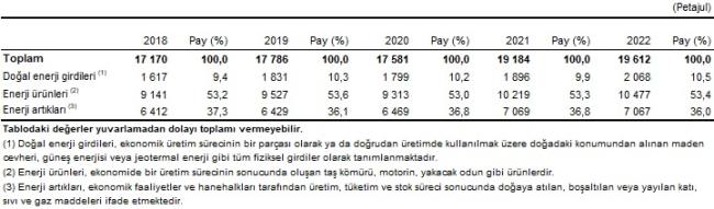 Enerji Hesapları yayınlandı - TÜİK