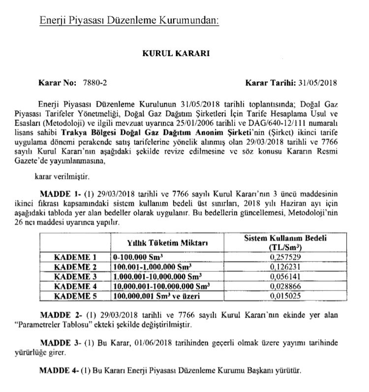 EPDK yayınladı: Konu doğalgaz tarifeleri