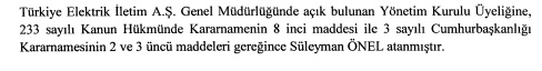 TEİAŞ'a atamalar yapıldı!