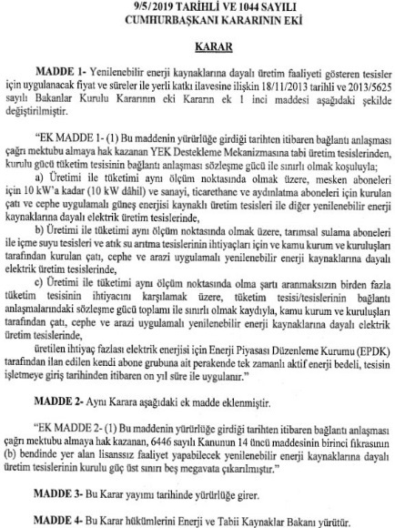 GENSED: Lisanssız 1 MW sınırı 5 MW'ye çıkarıldı