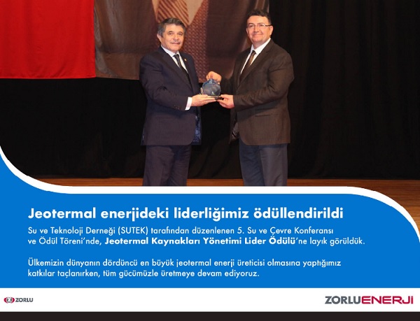 Zorlu Enerji: Jeotermal Enerji Ödülü aldı