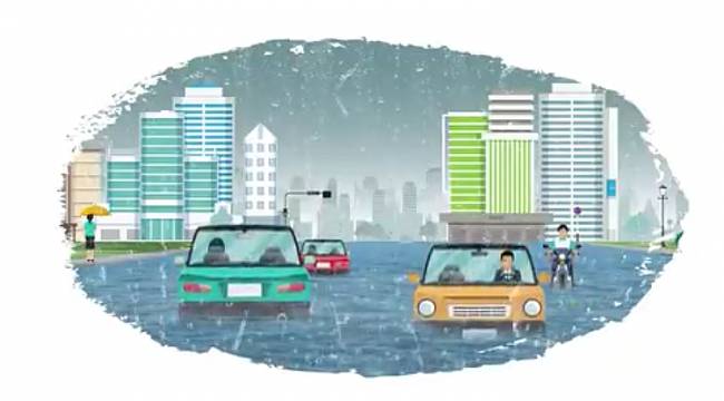 DİKKAT: Araçla su kaplı yolda gitmeye çalışmak tehlikelidir