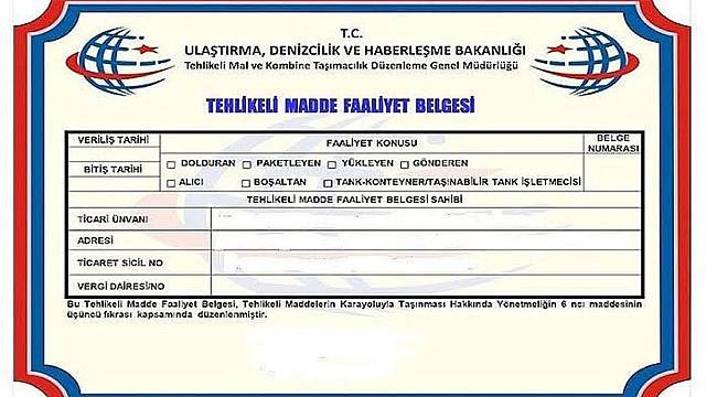 EPGİS &#039;Tehlikeli Madde Faaliyet Belgesi&#039; konulu önemli bir duyuru yaptı