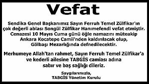 TABGİS Taziye yayınladı