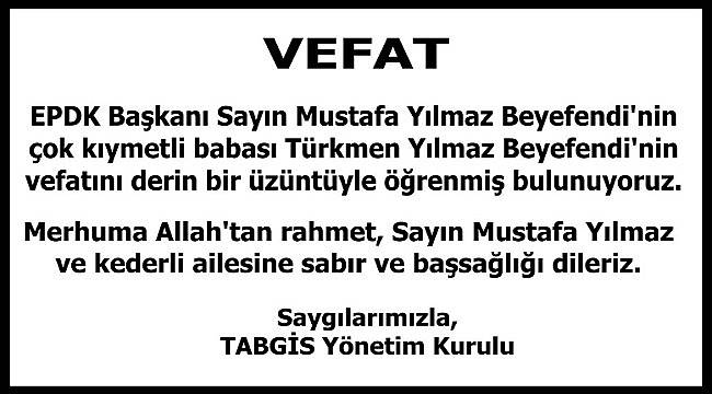 TABGİS Taziye Yayınladı