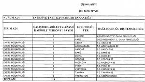 İşte Enerji Müşaviri atanacak ülkeler!