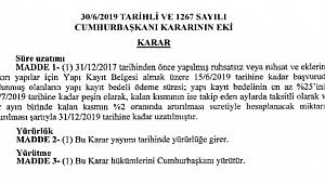 Ödeme süresi 31 Aralık 2019'a uzatıldı