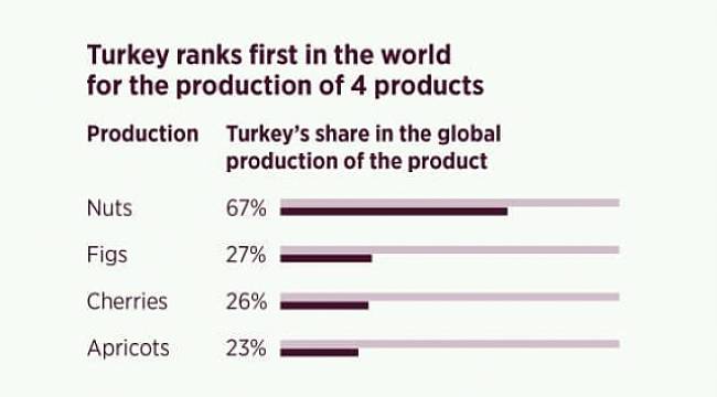 Turkey is the world&#039;s top producer of 4 products: