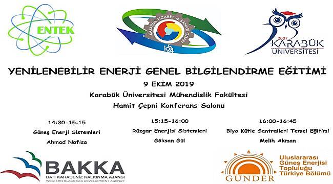 KARABÜK'TE: Yenilenebilir Enerji bilgilendirme eğitimi yapılacak