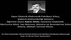 YTÜ Elektrik Mühendisliği: Hocamıza Allah'dan rahmet diliyoruz