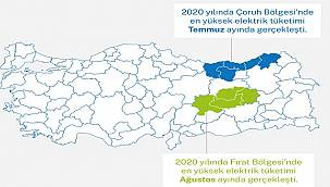 Çoruh bölgesinde en fazla elektrik TEMMUZ - Fırat bölgesinde ise AĞUSTOS aylarında tüketildi!