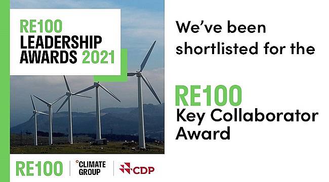Yenilenebilir enerji alanındaki en başarılı işleri ödüllendiren RE100 Liderlik Ödülleri’nde kısa listeye kaldı!