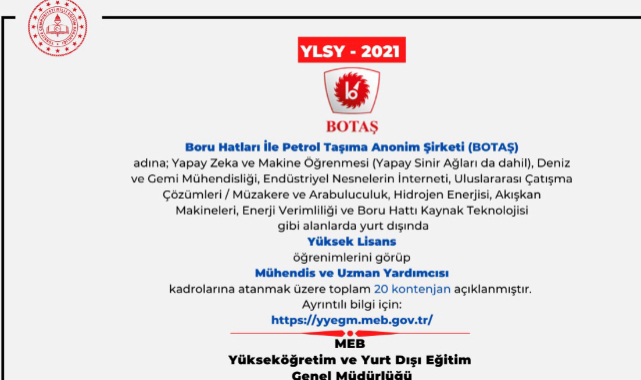BOTAŞ - Mühendis ve Uzman yardımcısı alacak!