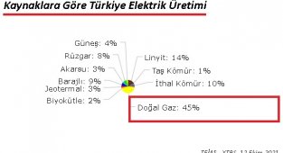 Elektriğin yüze 45'i...