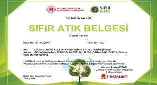 'Sıfır Atık Belgesi' almaya hak kazandı - Limak Enerji Uludağ Elektrik !