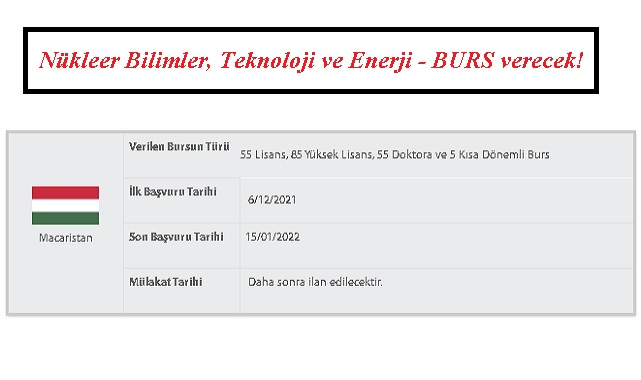 Nükleer Bilimler, Teknoloji ve Enerji - BURS verecek!