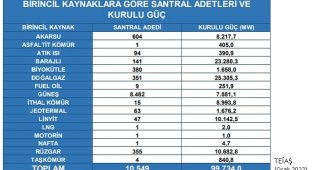 Elektrik üreten santral sayısı ve kurulu güç - OCAK 2022