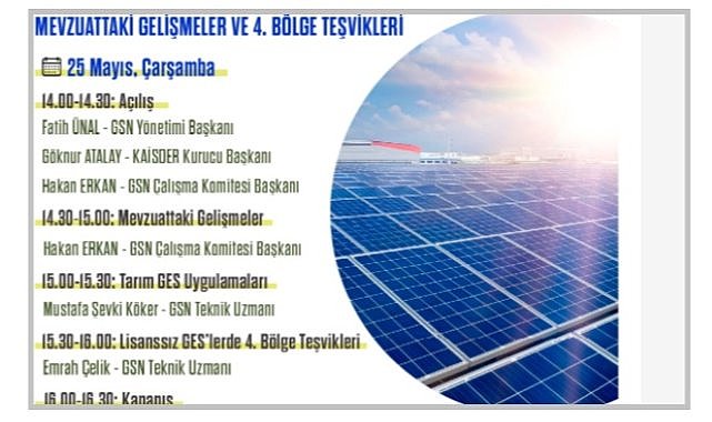 Güneş Enerjisi Yatırımları - Webinar: Konu &#039;Mevzuattaki Gelişmeler ve 4. Bölge Teşvikleri&#039;