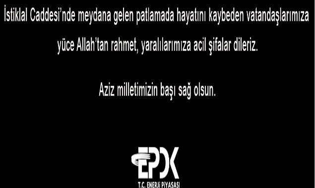 EPDK - Aziz milletimizin başı sağolsun!