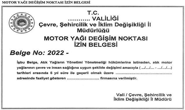 YAYINLANDI - Konu &#039;Atık Yağların Yönetimi&#039;