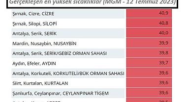 İşte en yüksek sıcaklığın ölçüldüğü ilk 10 il!