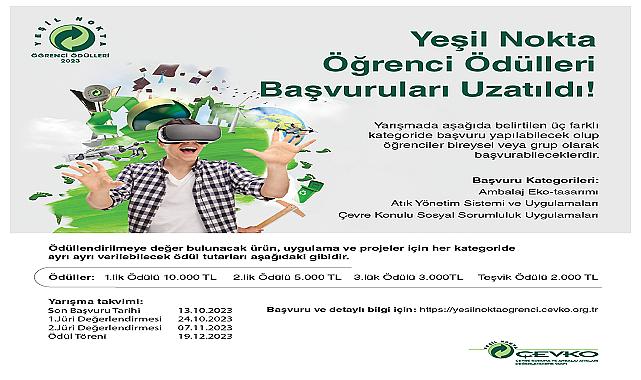 ÇEVKO Vakfı - Yeşil Nokta Öğrenci Ödülleri  Başvuruları...