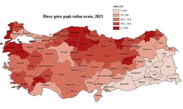 Türkiye&#039;nin yaşlı nüfus haritası - TÜİK!
