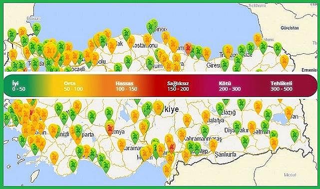 Hava kalitesi ve kirliliği &#039;&#039;simgeleri - renkleri &#039;&#039; anlamları