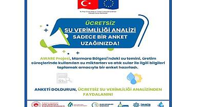 AWARE Projesi Su Yönetimi Anketi için Çağrı - ÜCRETSİZ su analizi!