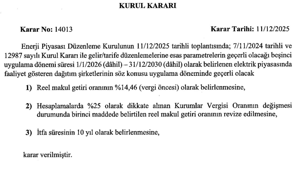 EPDK “Elektrik şirketlerinin makul KAR oranını açıkladı!