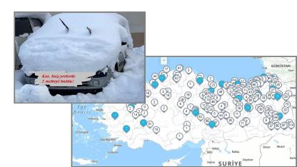 Ölçülen EN yüksek kar kalınlığı -Bazı yerler 2 metreyi buldu