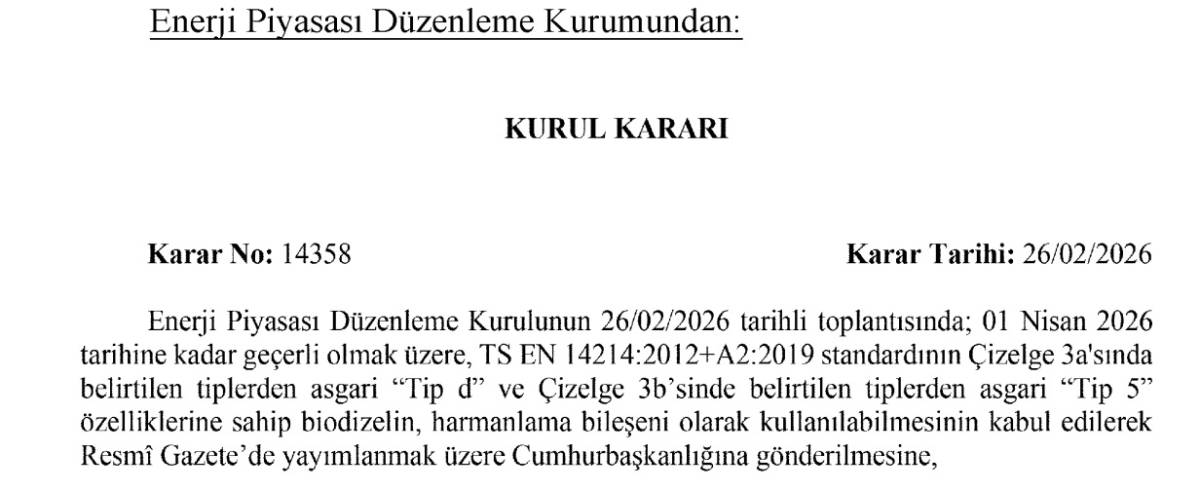 EPDK Kurul Kararı '1 Nisan tarihine kasar geçerli'
