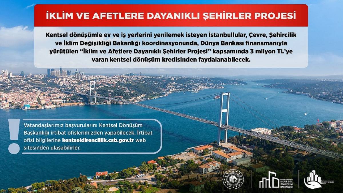 İstanbul -Kentsel dönüşüm desteği 3 milyon TL ve 180 ay vade