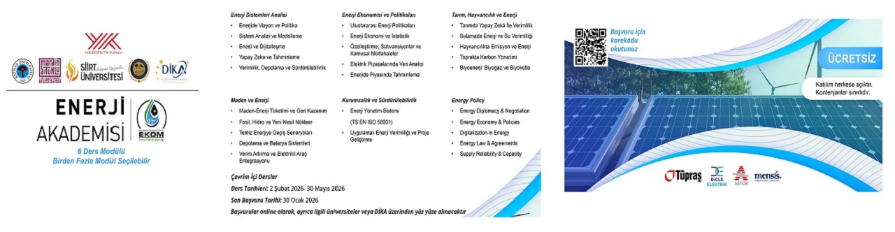 Ücretsiz ve herkese açık YÖK Programı 'Enerji Akademisi' SON tarih 30 Ocak