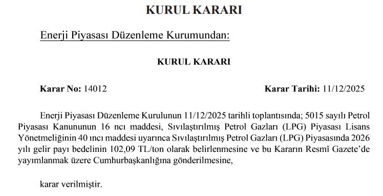 EPDK 'Gelir paylarını' yayınladı