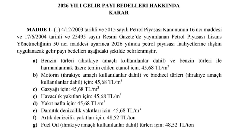 EPDK 'Gelir paylarını' yayınladı